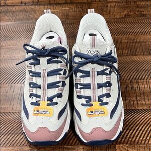 Skechers White, Pink and Blue Slip-Ins Sneakers - Air-Cooled Memory Foam